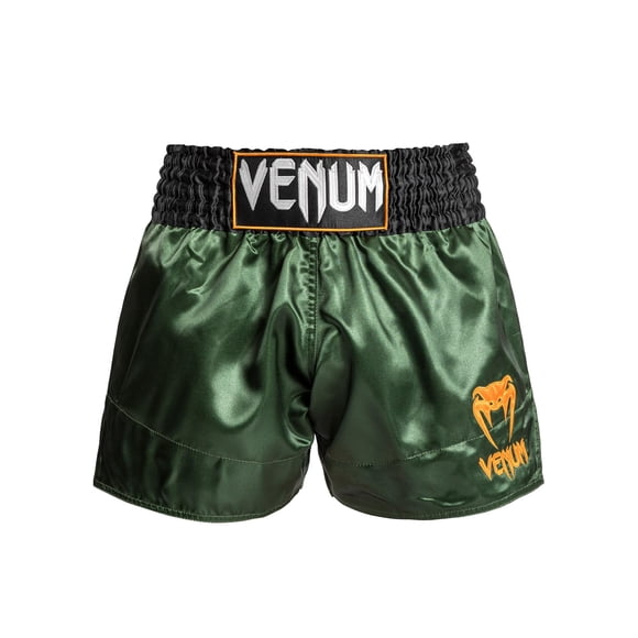 Pantalón corto de muay thai Venum Classic verde/negro/dorado para entrenamiento