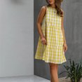 thumbnail image 6 of Lastesso Women Gingham Linen Dress Boho Smocked Tiered Ruffle Dresses Plaid Summer Casual Sundress Trendy Picnic Clothes 2023, 6 of 6