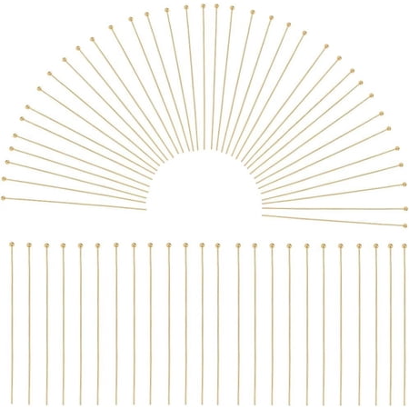 600Pcs Jewelry Findings Brass Ball Head Pins Golden 50x0.5mm 24 Gauge Head: 1.5mm