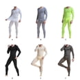 thumbnail image 2 of Jumpingount Conjunto de ropa interior para hombre, ropa de dormir de seda helada para otoño e invierno, ropa de abrigo de Color sólido, camiseta interior conjuntos de ropa Negro/M, 2 of 6
