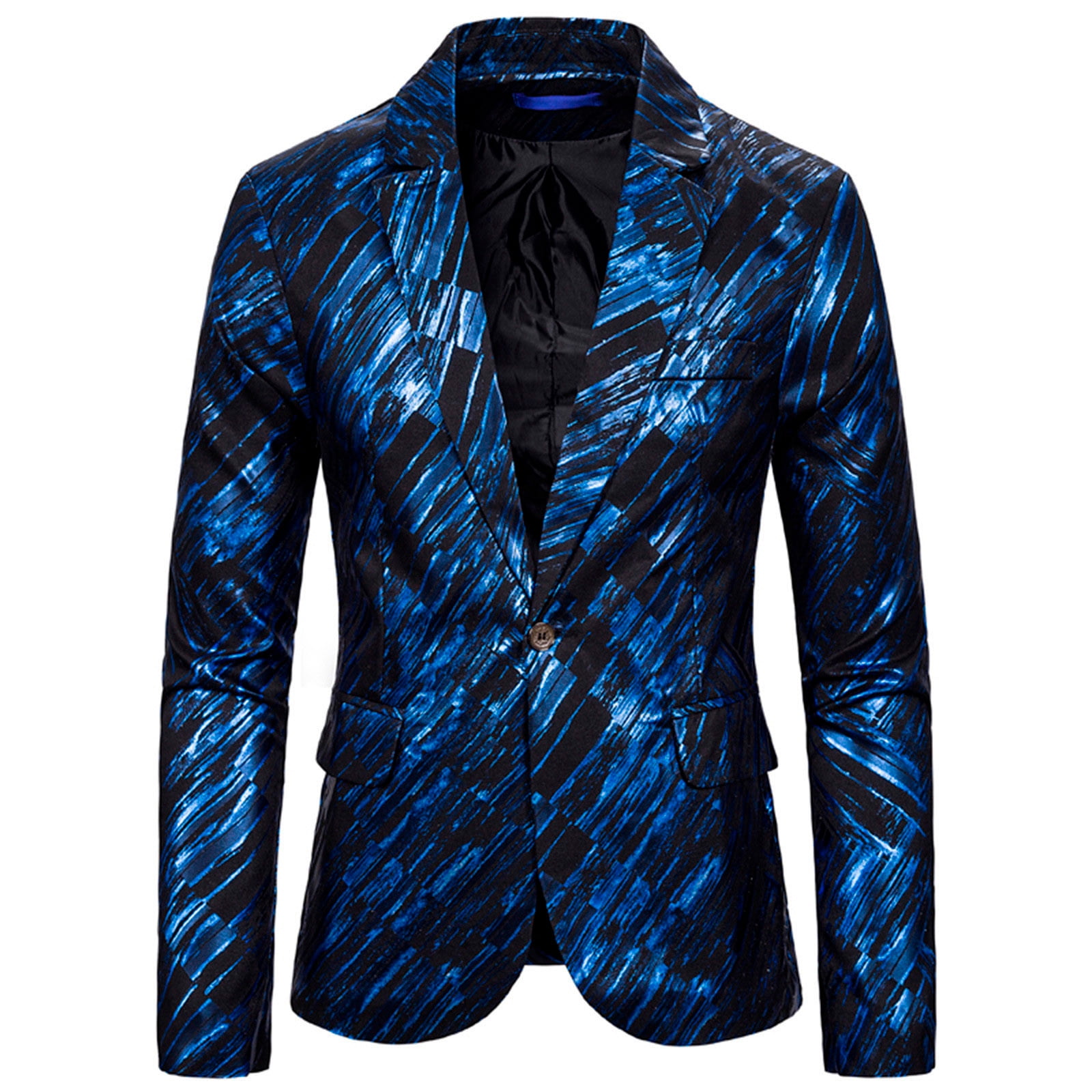 Men's Shiny Striped Suits Notched Lapel Slim Fit Stylish Blazer Suit