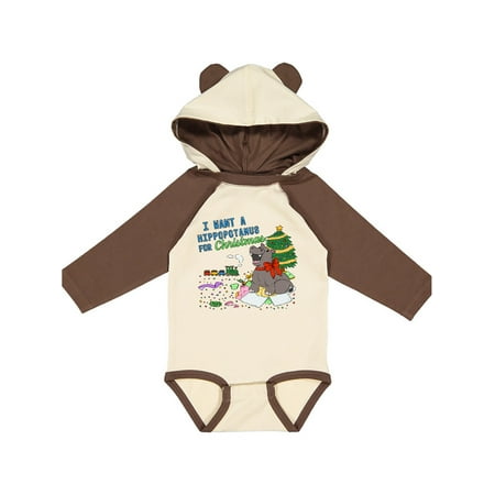 

Inktastic I Want a Hippopotamus For Christmas Gift Baby Boy or Baby Girl Long Sleeve Bodysuit