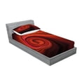 thumbnail image 2 of Ambesonne Spires Fitted Sheet & Pillow Sham Set, Surreal Waves Spiral Art, Twin, Red, 2 of 2
