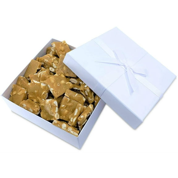 Gourmet Valentines Peanut Brittle Gift Box - by It's Delish Handmade Old-Fashioned Style Beautiful & Delicious Square Cut Pieces 16 Oz New Years Party Events Fathers Day Birthday Anniversary...