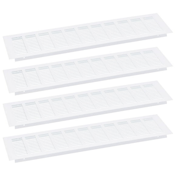 Unique Bargains Air Vents Cover, 4Pcs 450 x 80mm - Aluminum Alloy Mesh Air Return Vent Cover, Louvered Ventilation Grille(White)