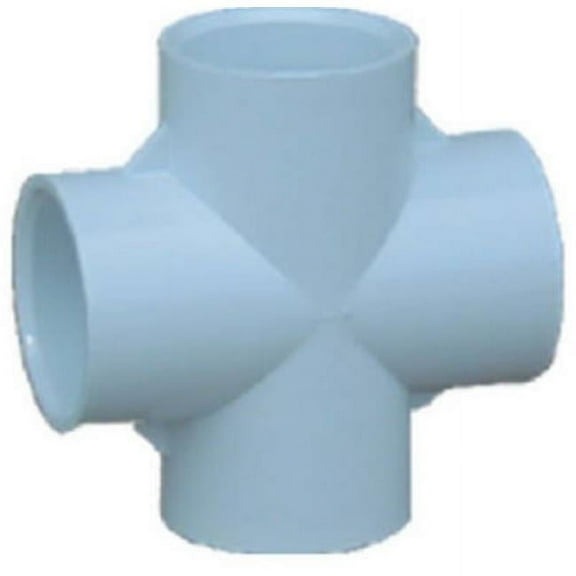Genova Products PVC Cross Fitting - Durable, White - 3/4 Inch