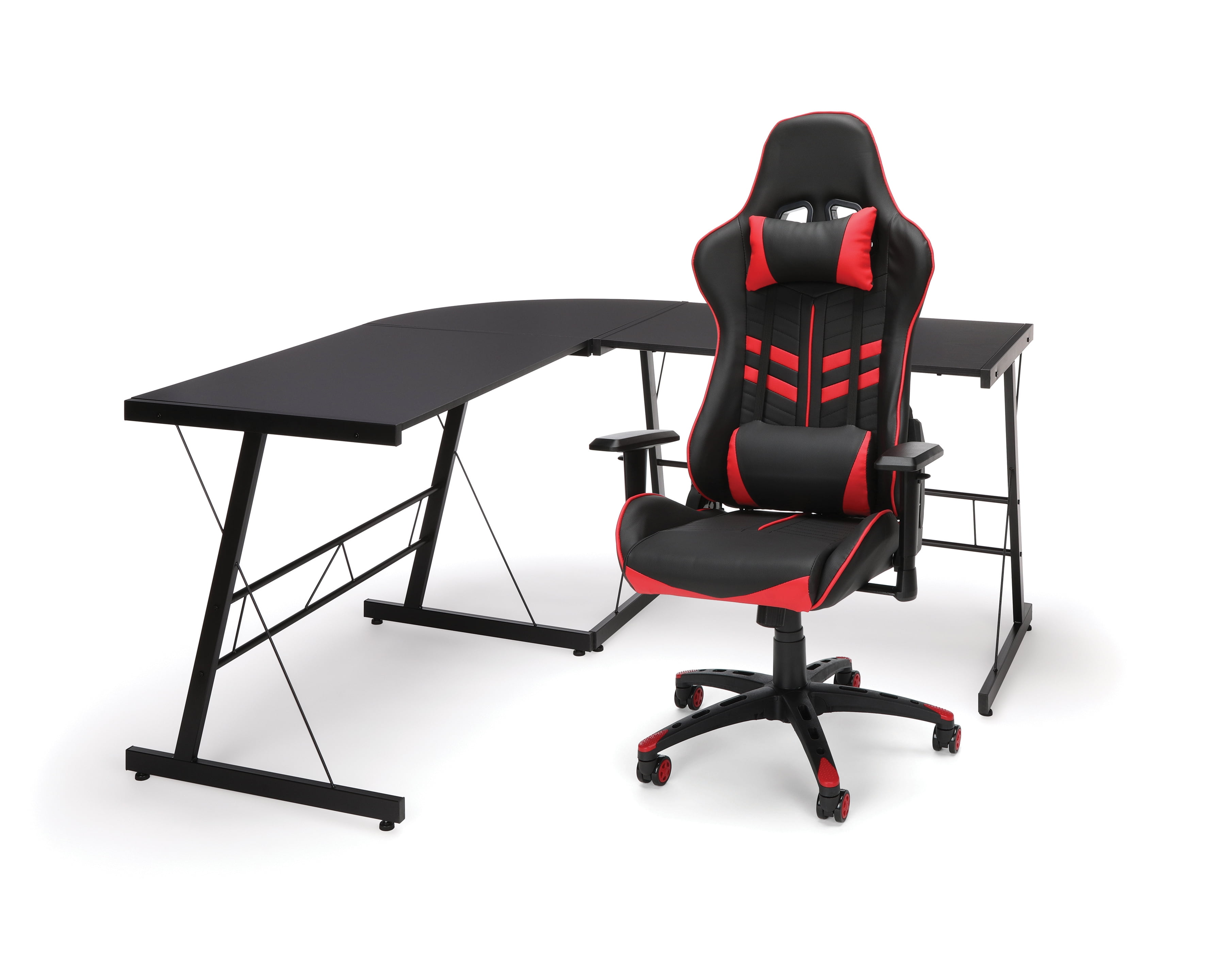 OFM Essentials Collection Racing Style Gaming Chair and 60" LShaped