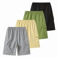 thumbnail image 3 of Fdqin Boys Shorts 4 Pcs Summer Cargo Elastic Waist Jogger Sports Athletic Short with Pocket Grey Apricot Black Green 3-4 Years, 3 of 9
