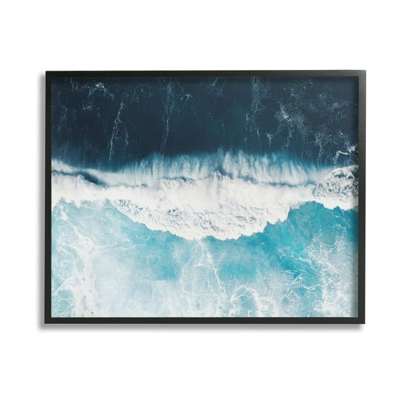 Stupell Industries Crashing Ocean Waves Landscape Photography Black Framed Art Print Wall Art, 14 x 11