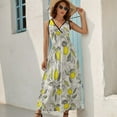 thumbnail image 5 of Lemon Pattern Dress Fashion Boho Beach Long Dresses Female Party Printed Maxi Dress, 5 of 9