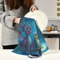thumbnail image 6 of Wobogo Cute Dragon Owl Kitchen Towel 6 Piece Large Cotton Dishcloth Premium Absorbency Set with Hanging Loop, 6 of 7