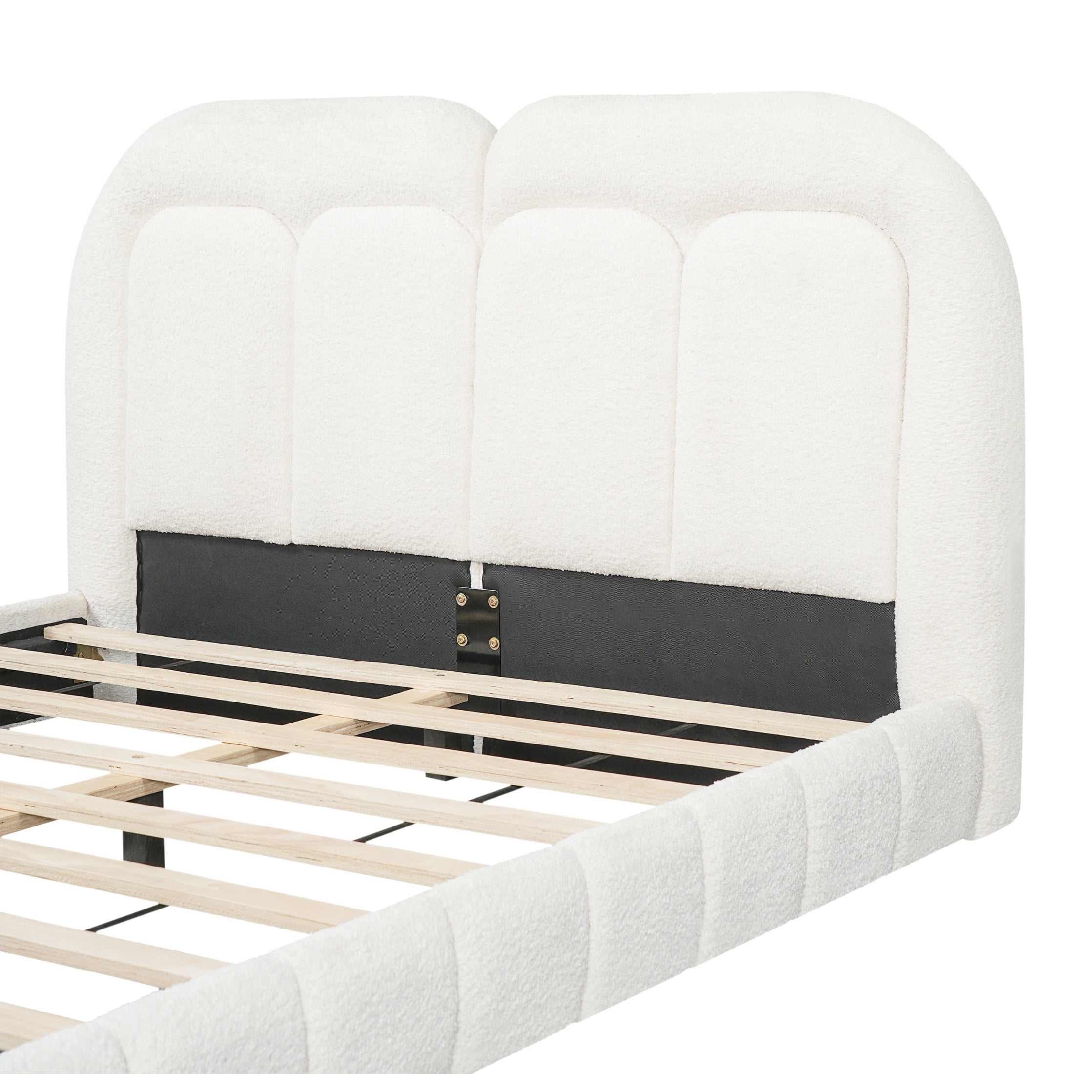 Christopher Knight Home Modern Queen Boucle Upholstered Platform Bed with Tufted Headboard, White