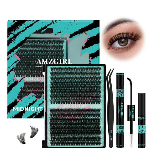 Kit de racimos de pestañas AMZGIRL LASH 320 piezas 60D 80D con herramientas