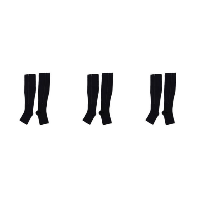 Maytalsory Breathable Zippered Compression Socks Performance With Maximum Comfort black S/M 3Set