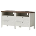 thumbnail image 7 of Joyyskill Farmhouse End Table with 2 Drawers Set of 2, Wooden Nightstand with Open Storage Cable Hole Freestanding Wide Bedside Table, Rustic White and Honey Brown, 7 of 7
