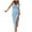 Light Blue, variant on Qiopertar Women's Summer Sleeveless High Waist Printed Ribbed Drawstring Ruched High Slit Dresses Casual Fashion Round Neck Backless Party Beach Travel, Light Blue L