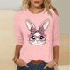 thumbnail image 2 of Camisetas Casuales de las Mujeres Impresas 3/4 Manga Cuello Redondo Blusa, Moda Ligera Superior para el Hogar Y el Uso Diario, Cómoda Imitación de la Tela Del Estante, 2 of 5