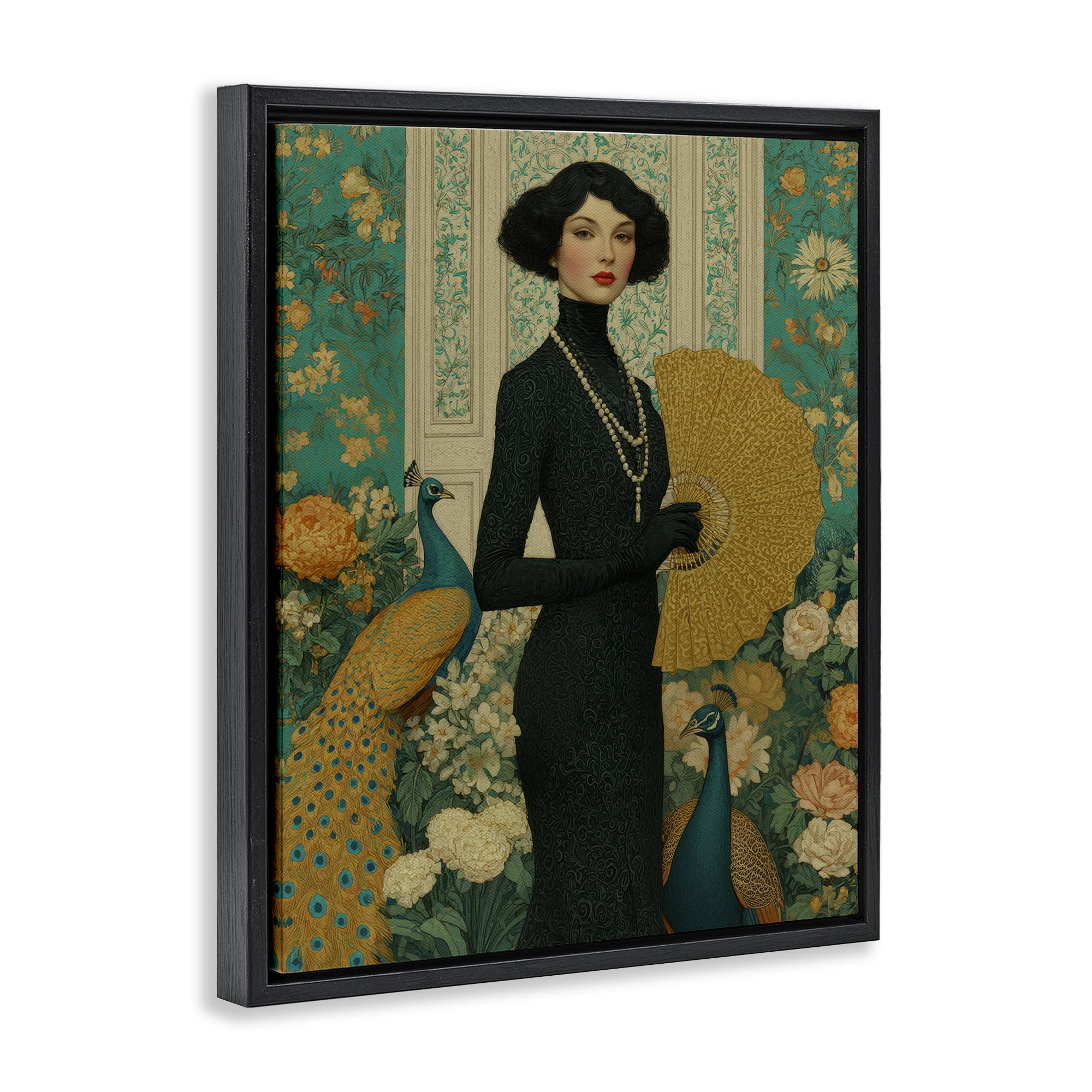 Stupell Industries Floral Velvet Reign Black Framed Floater Canvas Wall Art, design by A Barefoot Stylist