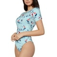 thumbnail image 2 of Daiia Sailboats Anchors print Women's Crew Neck Short Sleeve Bodysuit Fashion Tops Fit Casual Basic Extender Bodysuit-Small, 2 of 9