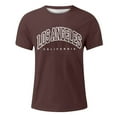 thumbnail image 4 of Bjutir Mens T-Shirts Summer Casual Letter Print T Shirt Blouse Short Sleeve O Neck Tops T Shirt Brown L, 4 of 4