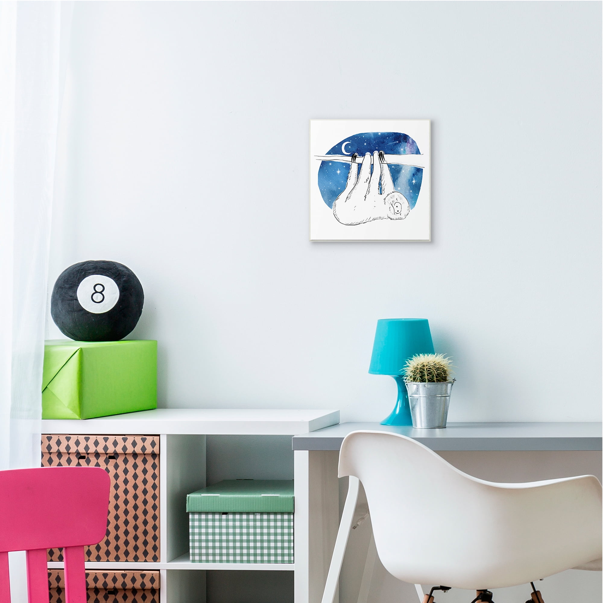 Stupell Industries Sloth Hanging Under Blue Night Starry Sky Wall Plaque, 12 x 12, Design by Esté Hupp
