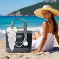 thumbnail image 7 of 4PCS Tote Bag Decor Kit, Decorative Bow & Pom Pom Accessories, Compatible with YETI Camino 20/35/50 Carryall, Bogg Beach Tote Bags (Black), 7 of 7