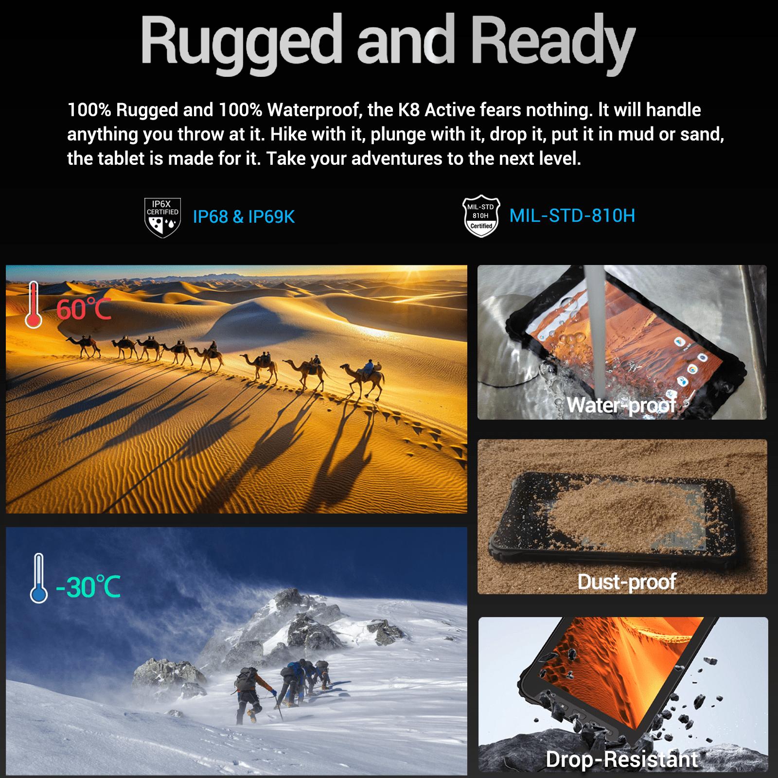AOZORA K8 Active Rugged Tablet, 8-inch FHD+, 8GB RAM 256GB Storage