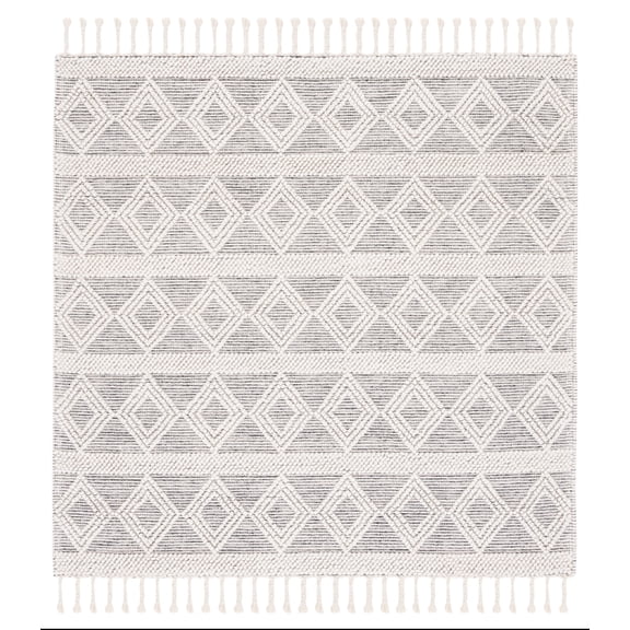 SAFAVIEH Natura Alondra Southwestern Wool Area Rug, Ivory/Black, 6' x 6' Square