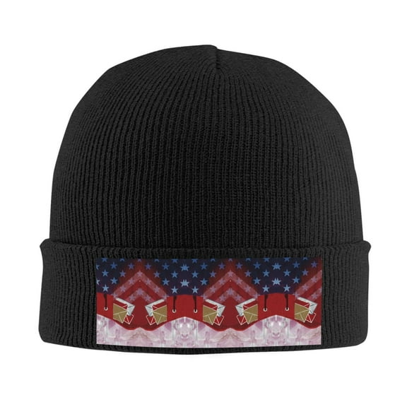 Postal Worker Us Flag Winter Beanie Hats for Men Women Warm Cozy Knitted Cuffed Skull Cap Black