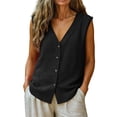 thumbnail image 2 of SwiftWear Women's Cotton Tank Top Dressy Sleeveless Summer Casual Button-Down Shirt Breathable Loose Fit Casual Work Blouse, 2 of 7