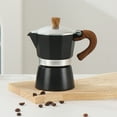 thumbnail image 1 of Italian Pot Retro Coffee Maker with Wood Grain Handle, Moka pot, Cuban Coffee Maker, Multi Color Optional Home Appliance, 6 Espresso Cup (Black1), 1 of 4