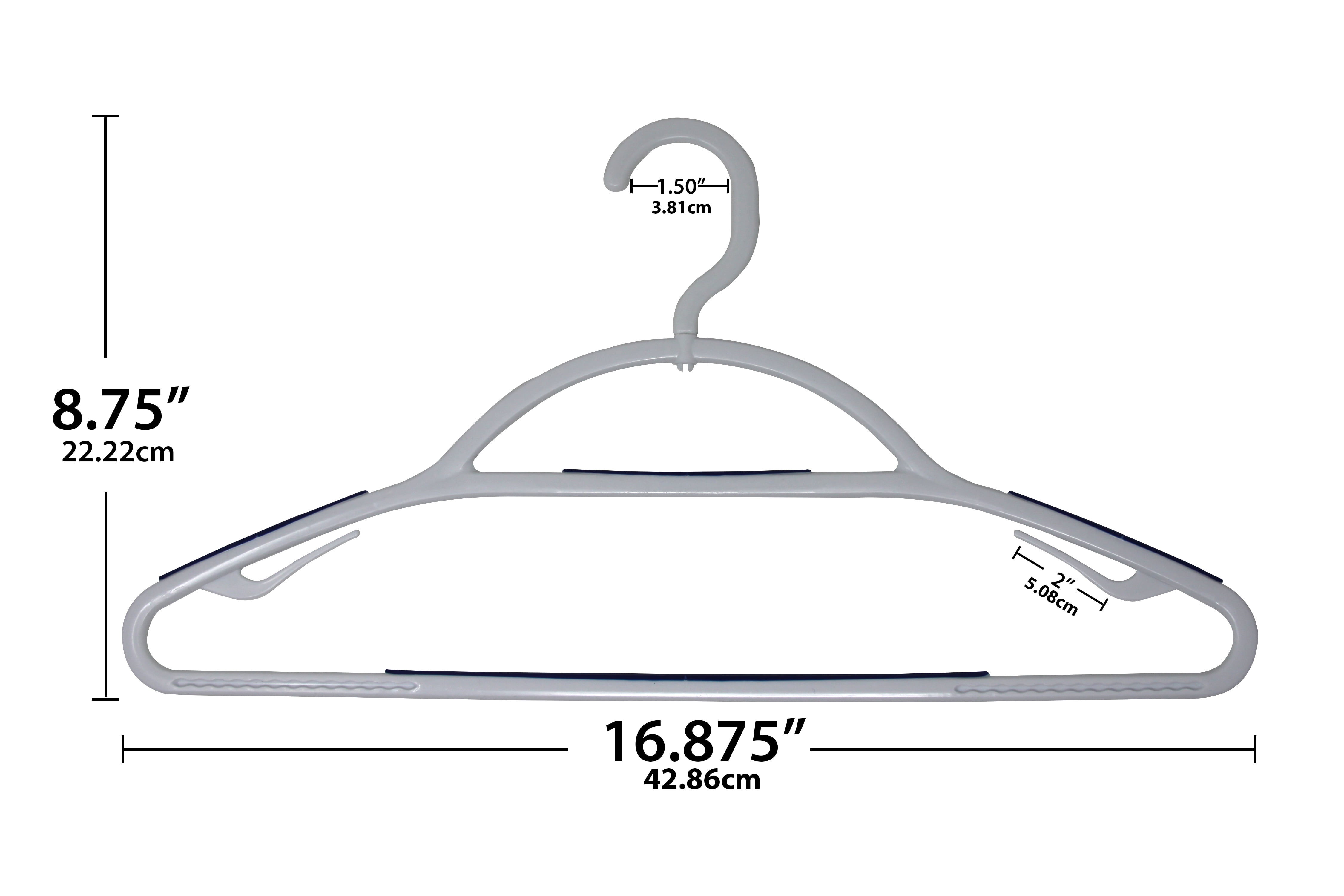 Mainstays Non-Slip Plastic Swivel Neck Clothing Hangers, 5 Count, White & Blue, Adult