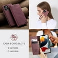 thumbnail image 6 of Leather Case for iPhone 13 Pro Case Wallet, iPhone 13 Pro Wallet Case Book Folding Flip Case with Magnetic Kickstand Card Slot Protective Cover Compatible with iPhone 13 Pro 6.1 inch Wine Red, 6 of 12