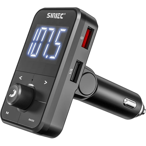 Bluetooth FM Transmitter for Car, Handsfree Call Car Charger,Radio AUX Adapter, Mp3 Audio Music Stereo Adapter,QC3.0 PD Ports Charger, Support TF Card USB Flash Driver Compatible for All Smartphones