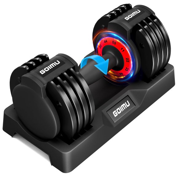 MITONOS Adjustable Dumbbell Set, 25/55LB Quick Adjust Dumbbells, 5-25LB and 11-55LB Single or Pair Dumbbell Weights, 5 in 1 Free Weight Dumbbell with Anti-Slip Handle(55 pound single)