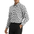 thumbnail image 4 of INSPIRE CHIC Polka Dots Formal Shirts for Men's Point Collar Long Sleeves Dress Shirt M White, 4 of 5