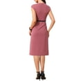 thumbnail image 3 of INSPIRE CHIC Vestido Elegante de Mujer con Mangas Cortas y Cinturón para Trabajar, Vestido Tipo Sheath en Rosa Oscuro Talla L, 3 of 6