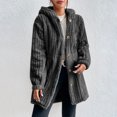 thumbnail image 5 of up to 60% off Gifts Weekly Deals 2023 Sweater Coat for Women Plush Coat for Women Loose Casual Solid Button up Cardigan Hooded Outwear Long Sleeve Cozy Fuzzy Fluffy Overcoat Winter Sweater Coat, 5 of 6
