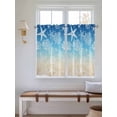 thumbnail image 2 of Blue Beige Ombre Coastal 2 Panel Kitchen Curtains for Windows, Nautical Beach Starfish Coral Summer Bathroom Privacy Curtain, Home Décor Window Treatment for Bedroom/Living Room 55"x45", 2 of 6