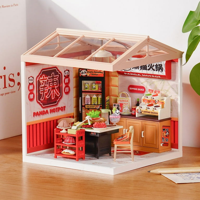 Rolife DIY Miniature Dollhouse Super Creator Panda Hot Pot Plastic