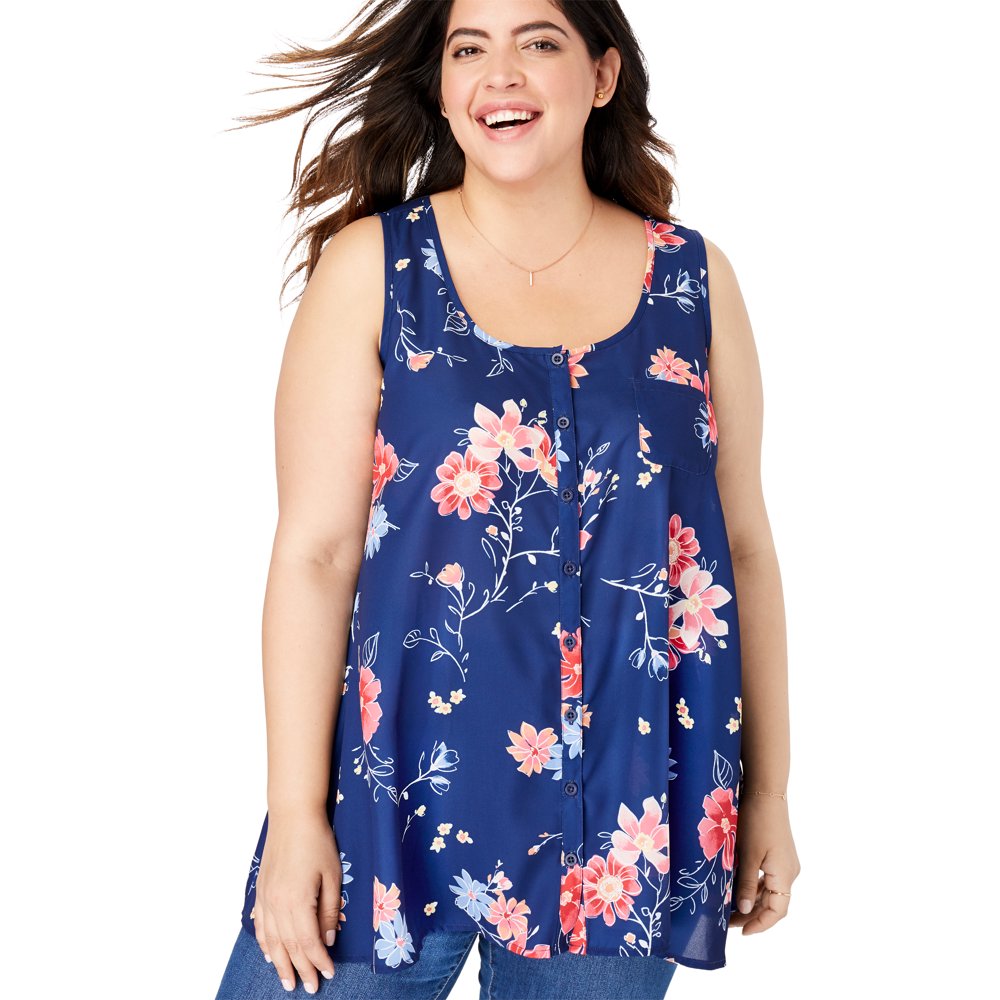 Woman Within Woman Within Women's Plus Size HighLow Button Front