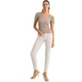 thumbnail image 4 of Women's Reversible Short Sleeve Stonewashed Ribbed Top, Light Mocha, One Size, 1 Piece, 4 of 5