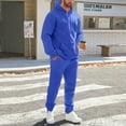 thumbnail image 3 of Fgvctg Sweatsuits Men 2 Piece Outfit Fall Sweatsuits Trendy Jogger Sweatpants Plus Size Fleece Tracksuit Oversized Sweatshirt Lounge Set with Pockets Blue M, 3 of 9