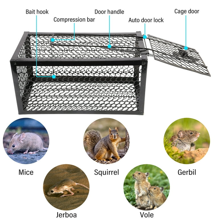 HOMESTEAD Fold-Flat Live Animal Trap - 14"x7"x8" Steel Cage For Humane Catch & Release Of Rodents