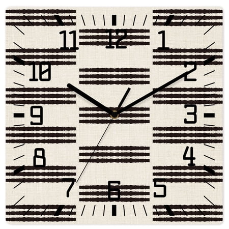 Wall Clock Black Linear Rows Operated Square Clocks Wooden Silent Non Ticking Wallclock 10 Inch