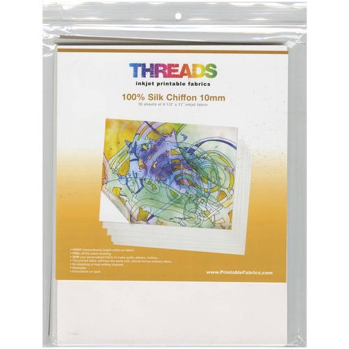 THREADS Inkjet Printable Fabric Sheets, 8.5" x 11", 30pk
