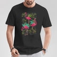 thumbnail image 2 of Pink Flamingos Exotic Birds Graphic Tee Unisex Adult Cotton Shirt for Bird Lovers and Flamingo Fans Casual Wear Gift, Size M, Color Black, 2 of 3