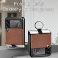 thumbnail image 5 of Dteck Case for Samsung Galaxy Z Flip 3 5G (2021),Shockproof PU Leather Hybrid PC Ring Holder Slim Protective Back Phone Case Cover,Brown, 5 of 9