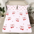 thumbnail image 2 of Erosebridal Red Lips Bed Sheets Set Queen Size,Kawaii Bowknot Bedding Sets Queen Size,Love Heart Bed Sheets Queen,Microfiber Romantic Room Decoration,4-Piece, 2 of 7