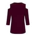 thumbnail image 5 of hxobax Women's Cold Shoulder Tunic Tops V Neck 3/4 Sleeve T-Shirts Tee Shirts Sexy Pullover Blouses, 5 of 7
